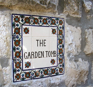 Entrance to the Garden Tomb in Jerusalem, Israel.