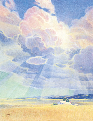"Heaven Your Rea; Home," pastel-pencil rendering drawn by Joni Eareckson Tada. Used with permission from Joni and Friends. To order a print, visit www.joniandfriends.org.
